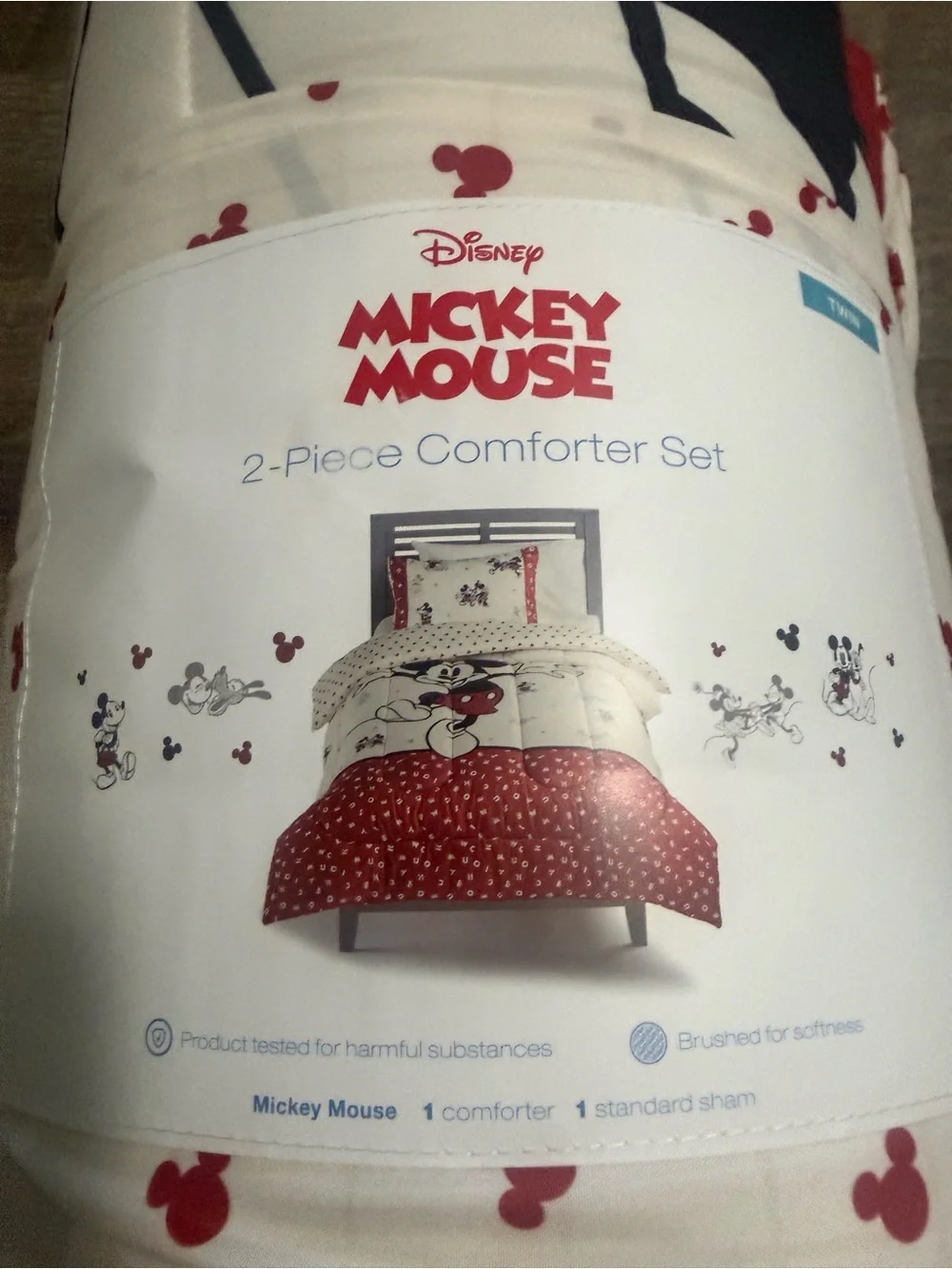 Disney Mickey Mouse Twin Comforter Set with Character Print